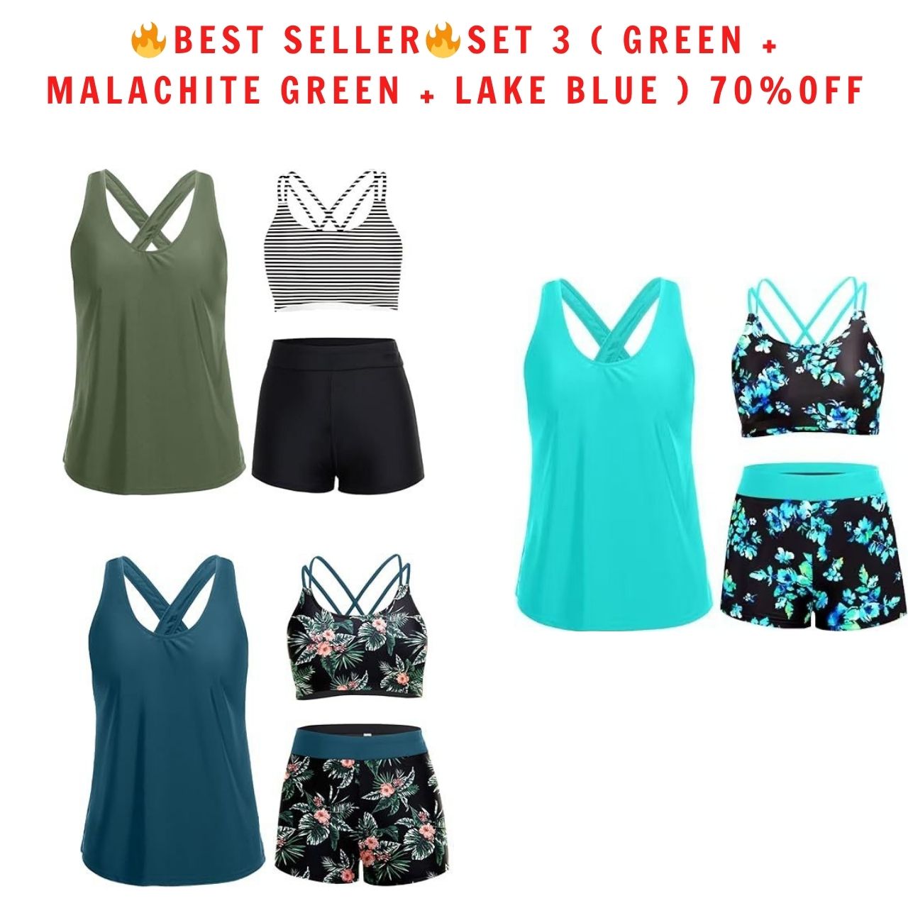 🔥LAST DAY 49%OFF🔥Three Piece Tankini™ with Shorts🩱