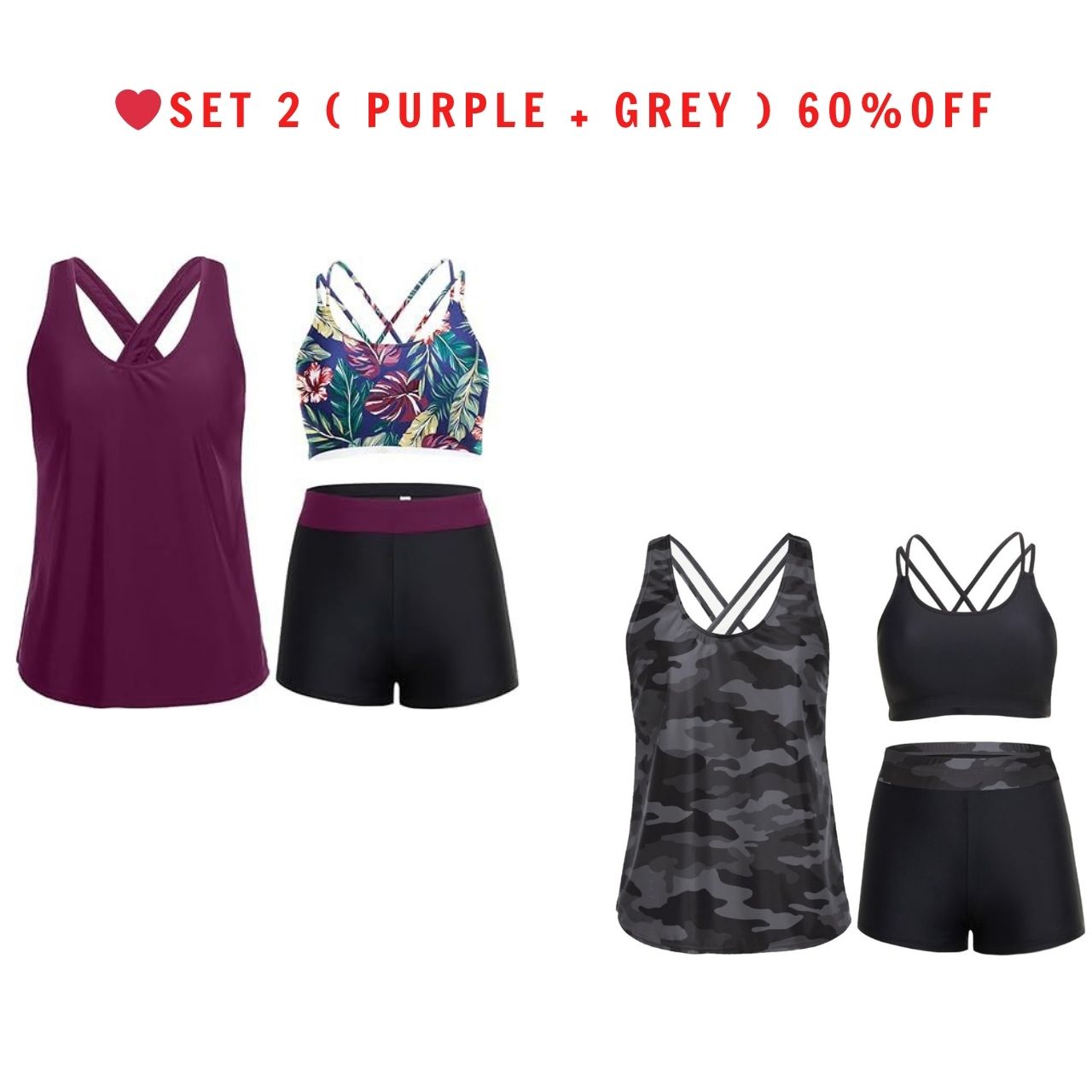 🔥LAST DAY 49%OFF🔥Three Piece Tankini™ with Shorts🩱