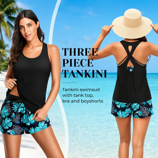 🔥LAST DAY 49%OFF🔥Three Piece Tankini™ with Shorts🩱